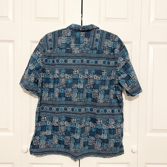 Vintage LL Bean Hawaiian Tiki Camp Shirt Button Down Short Sleeve Cotton Size XL - Picture 6 of 7